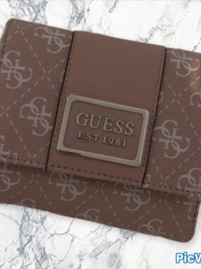 NEW GUESS Pink Monogram Wallet with Silver Logo Plate